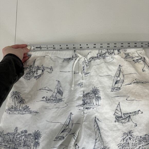 Cynthia Rowley Womens Shorts XL White 100% Linen Sailing Tropical Resort Beachy - Picture 4 of 10